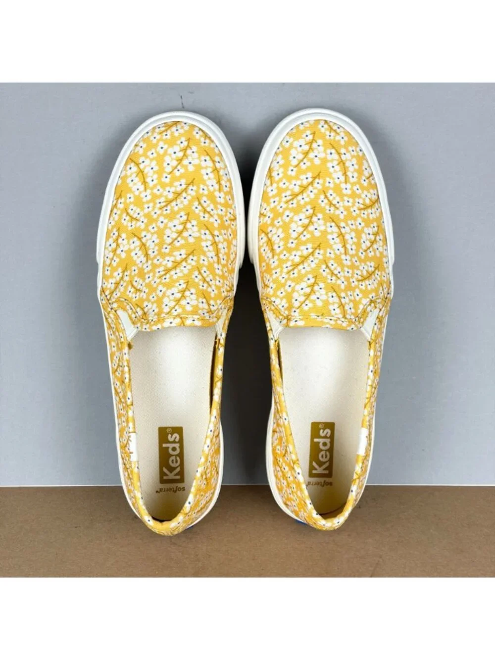 Keds Double Decker Floral Slip On Sneakers Womens 7 Yellow White Casual Platform